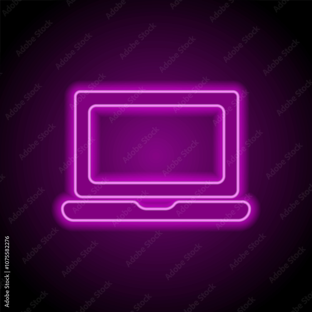 Poster notebook simple icon vector. flat design. purple neon on black background