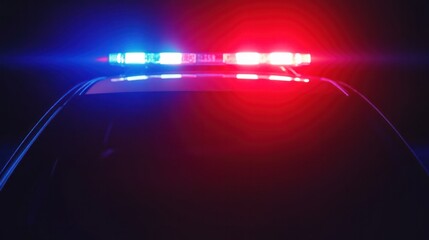 Red and Blue Emergency Police Car Lights in Dark Background. Law Enforcement and Public Safety Concept