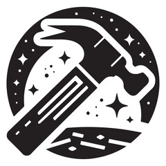 Hammer Icon with Stars and Wood