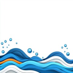 A photostock of cool water waves in an abstract style, ideal for background or nature themes, isolated on transparent PNG background, High Quality