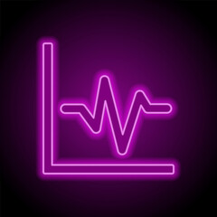 Heartbeat vector simple icon. Flat design. Purple neon on black background