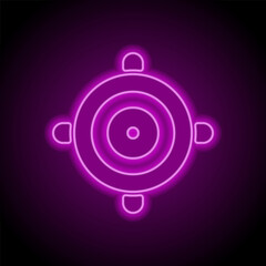 GPS, location simple icon. Flat design. Purple neon on black background