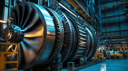 Fototapeta premium Power plants, fueled by gas turbines, generate electricity and provide industrial power.