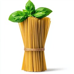 A photostock of fresh spaghetti with green basil pesto, ideal for Italian cuisine or vegetarian themes, isolated on transparent PNG background, High Quality