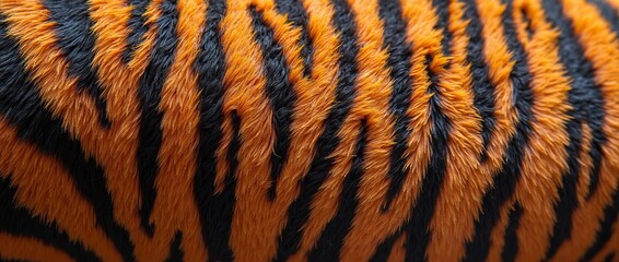 Fototapeta premium Tiger fur texture with black and orange stripes, close up. for backgrounds, wildlife and design concepts