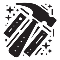 Black Hammer and Wood Blocks Icon