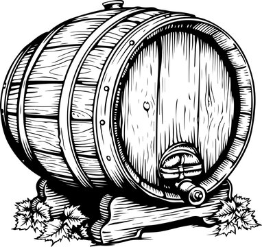 recommend clip art: Vintage Wooden Barrel with Leaves Illustration
