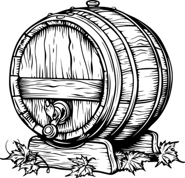 recommend clip art: Vintage Wooden Barrel with Leaves Illustration