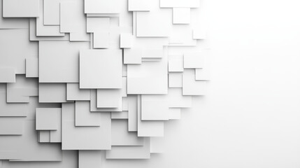 Abstract white squares in a 3D design with copy space.