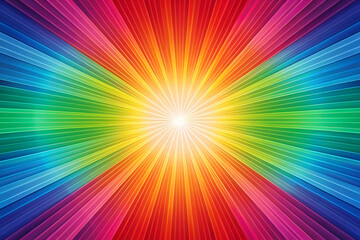 Obraz premium A vibrant burst of colors radiates outward from a central light, creating a lively, energetic atmosphere filled with rainbow hues.