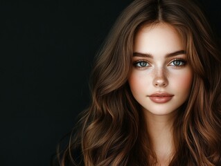 Fototapeta premium Natural beauty portrait of a young woman against a dark background