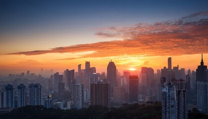 Fototapeta premium City skylines at dawn evoke calmness in serene and atmospheric video clips suitable for_1(994)