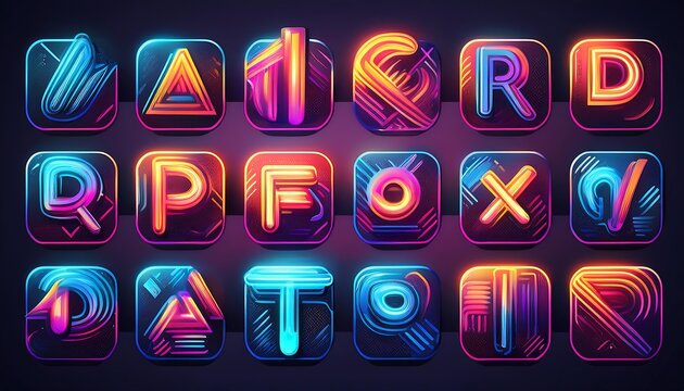  Bright, colorful, and neon glass designs featuring trendy typography, ideal for social _1(954)