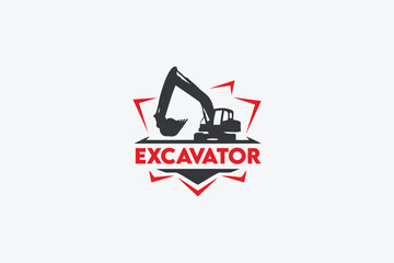 Excavator logo design with bold colors and clear graphics