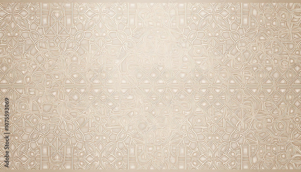 Poster  Beige arabesque background design with transparent vector pattern suitable for various prin_1(897)