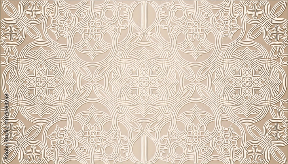 Poster  Beige arabesque background design with transparent vector pattern suitable for various prin_1(896)