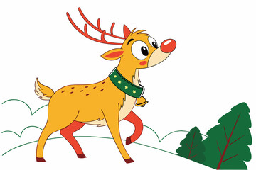 deer with a Christmas tree