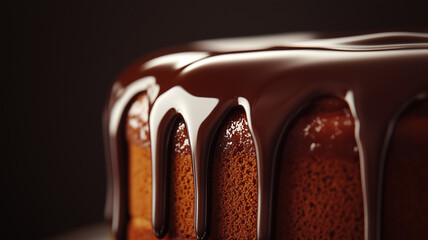 Obraz premium chocolate cake, dripping with rich, dark chocolate ganache. The smooth, glossy glaze