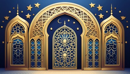 Arabic arches and crescent shapes adorn Islamic doors and windows in ornate patterns with s_1(830)