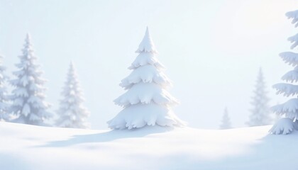 Obraz premium Whimsical winter scene with a stylized Christmas tree surrounded by snow