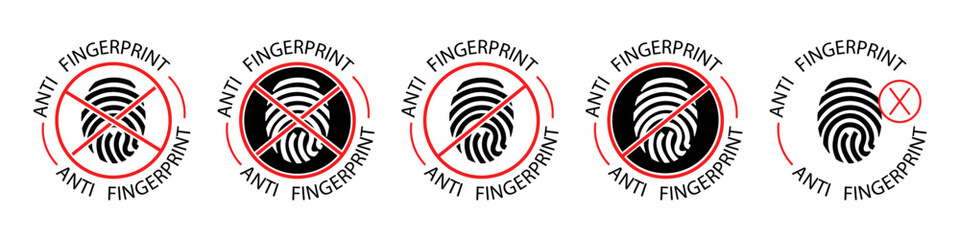 Anti fingerprint secure icon collection on a white background