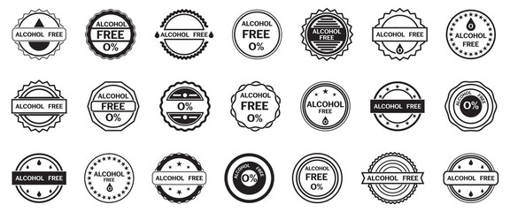 Alcohol free stamp collection. Set of zero alcohol badges