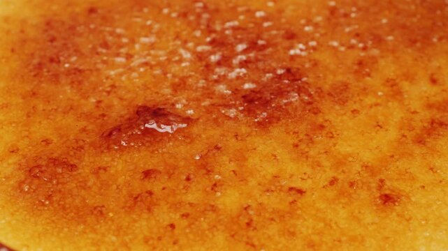 Spanish traditional food, catalonian dessert, crema catalana, catalan cream, spanish dessert close up, cooking.