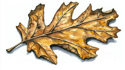 Naklejka premium Detailed of a Single Oak Leaf in Warm Autumn Colors, Showcasing Natural Textures and Intricate Veins, Perfect for Fall-Themed Designs and Eco-Friendly Projects