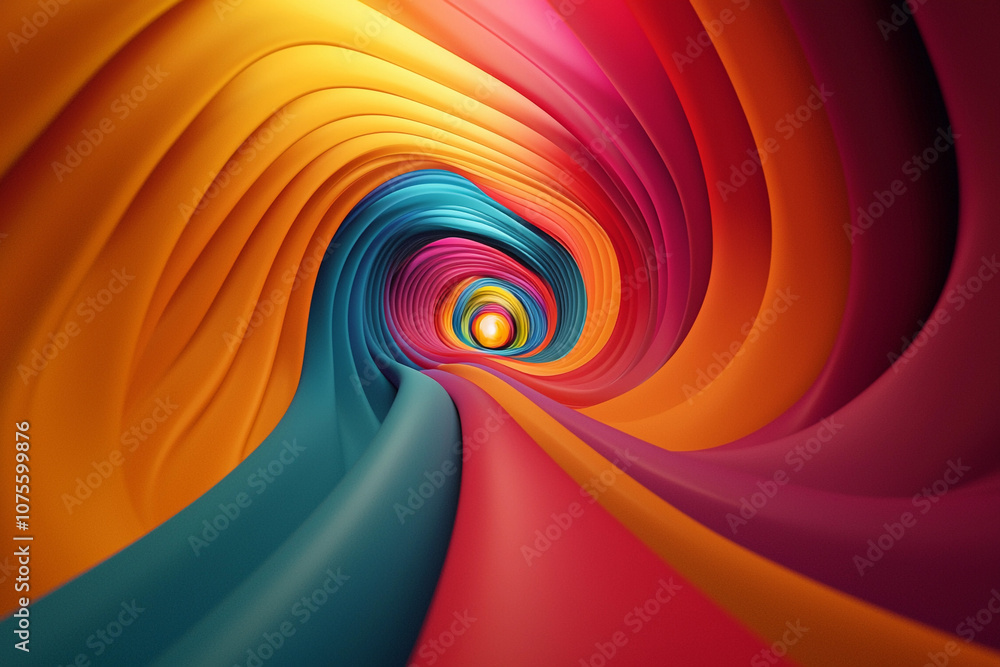Poster vivid abstract swirl of colors spiraling inward in a tunnel