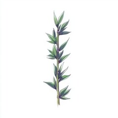 Naklejka premium of a Green Plant Stem with Leaves, Featuring a Delicate and Artistic Style That Showcases the Natural Beauty of Flora and Botanical Elements
