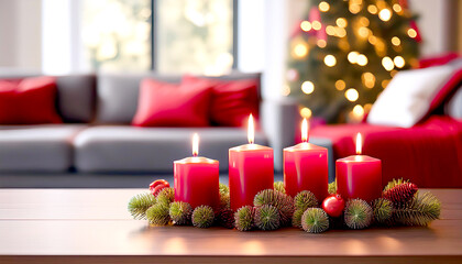 Adventskranz im Wohnzimmer 