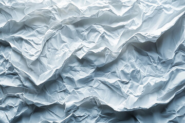Fototapeta premium Crinkled white paper texture with shadows and depth under soft light