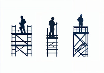 set of logos or icons of Scaffolding, construction services, isolated on white background