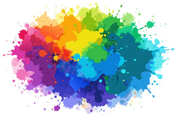 A vibrant array of colors splashes across a white background, creating a visually dynamic and energetic scene