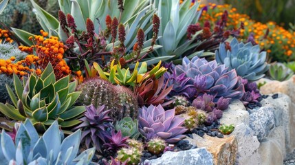 Desert Succulent. California Landscaping with Beautiful Botany and Colourful Cacti