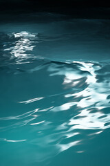 Turquoise night sea in moonlight, moon path on waves. Vertical photo for smartphones, realistic 3d rendering..