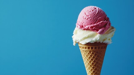 Strawberry and Vanilla Ice Cream Cone	
