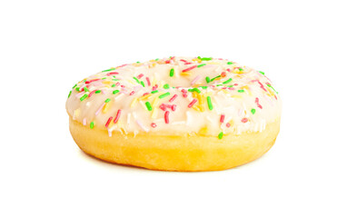 Doughnuts Isolated, Glazed Frosted Donuts with Colorful Sprinkles