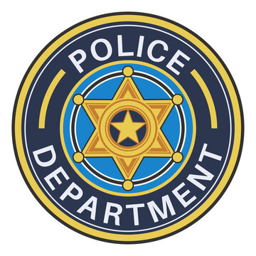 A police department logo with a star and a star