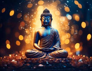 Buddha statue in an amazing light