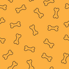 Seamless pattern with dog bone. Vector illustration on orange background. It can be used for wallpapers, wrapping, cards, patterns for clothing and others.
