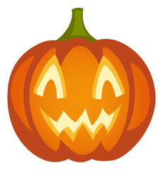 A cartoon pumpkin with a smile on its face