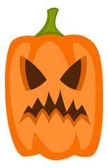 A cartoon pumpkin with a scary face