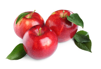 Fresh ripe red apples isolated on white