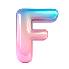 pastel 3d letter F uppercase letter F png letter F isolated holographic alphabet glossy typography