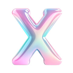 3d pastel letter X uppercase letter X isolated 3d letter X png iridescent alphabet glossy texture