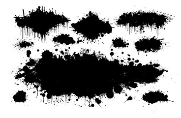 Obraz premium Black brush stroke set isolated on background. Paint brush stroke for ink paint, grunge design element, dirt banner, watercolor design, dirty texture. Trendy brush stroke. hand drawn. Not AI, Vector