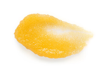 Smear of body scrub isolated on white, top view