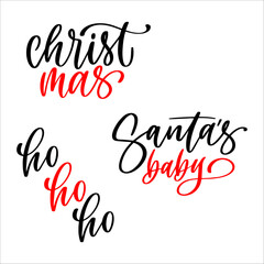 Merry Christmas hand lettering isolated. Vector illustration. Set