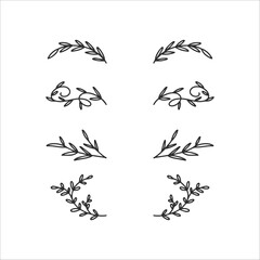 Flourish sketch ornament divider. Floral decorative doodle dividers, hand drawn calligraphic decor border vector set. Victorian branches,